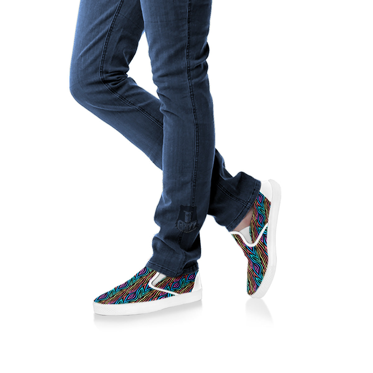 Zebra Colorful Print Pattern White Slip On Shoes-grizzshop