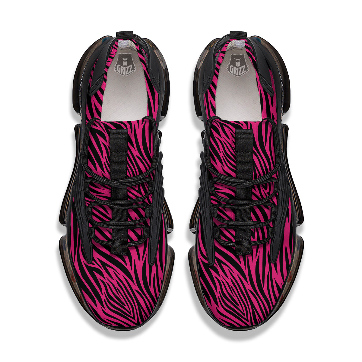 Zebra Hot Pink Print Pattern Black Gym Shoes-grizzshop