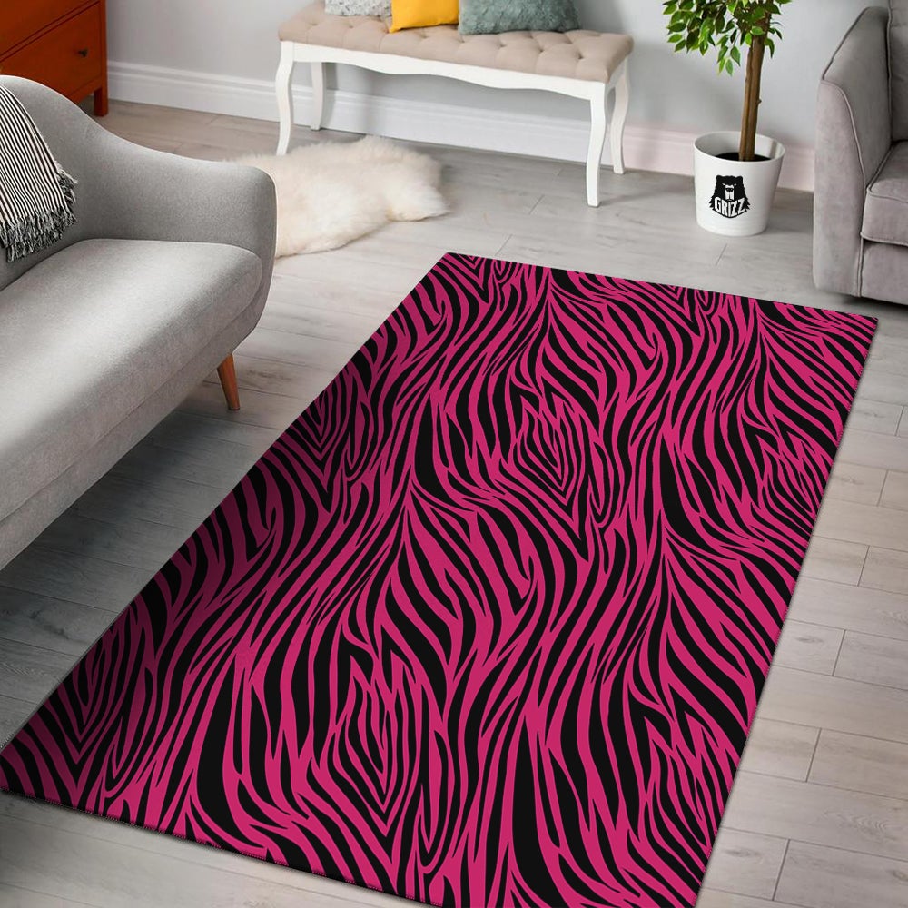 Zebra Hot Pink Print Pattern Floor Mat-grizzshop