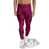Zebra Hot Pink Print Pattern Men's Leggings-grizzshop