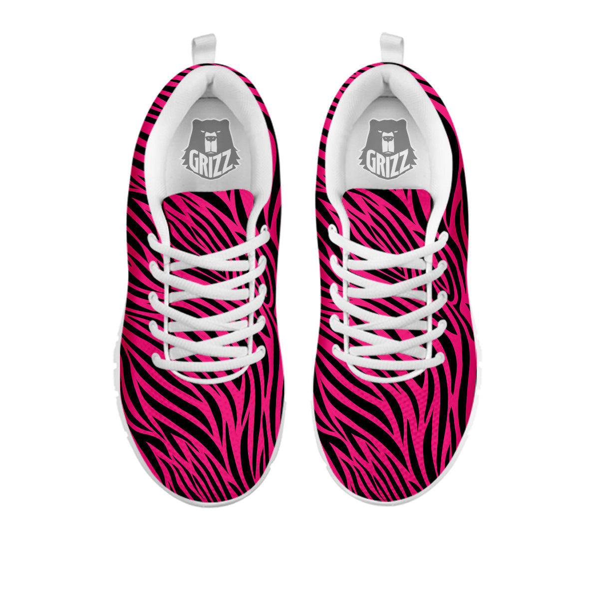 Zebra Hot Pink Print Pattern White Sneaker-grizzshop