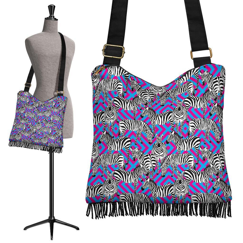 Zebra Neon Pattern Print Crossbody Bags-grizzshop