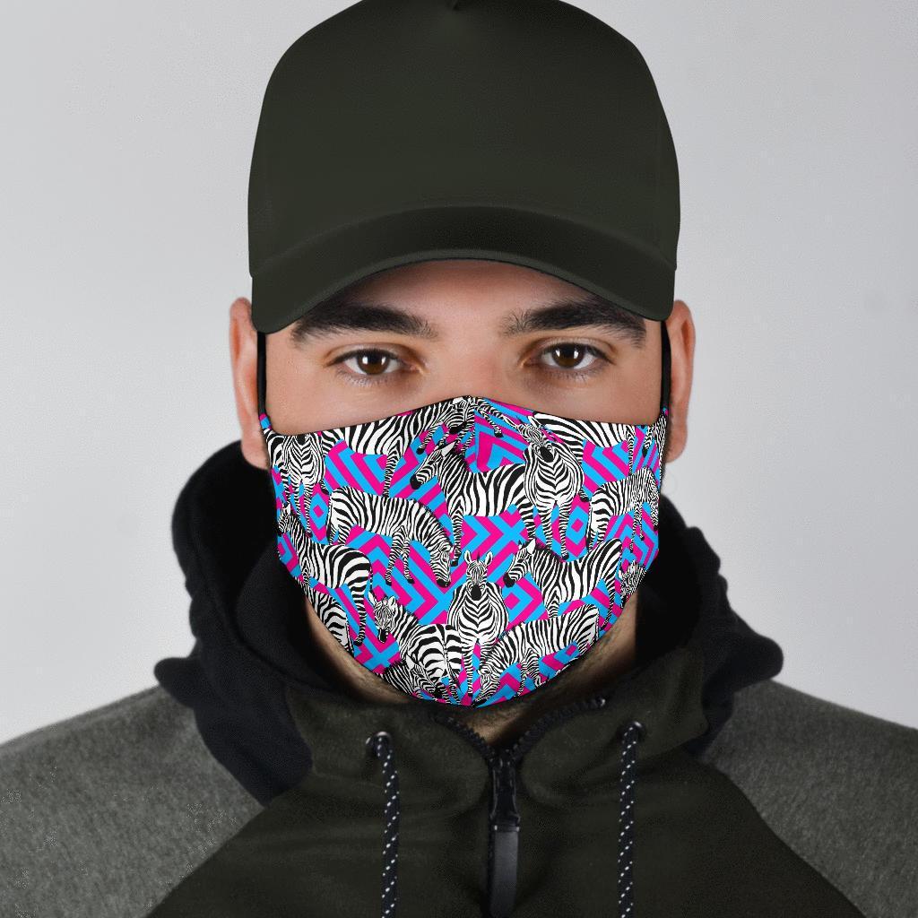 Zebra Neon Pattern Print Face Mask-grizzshop