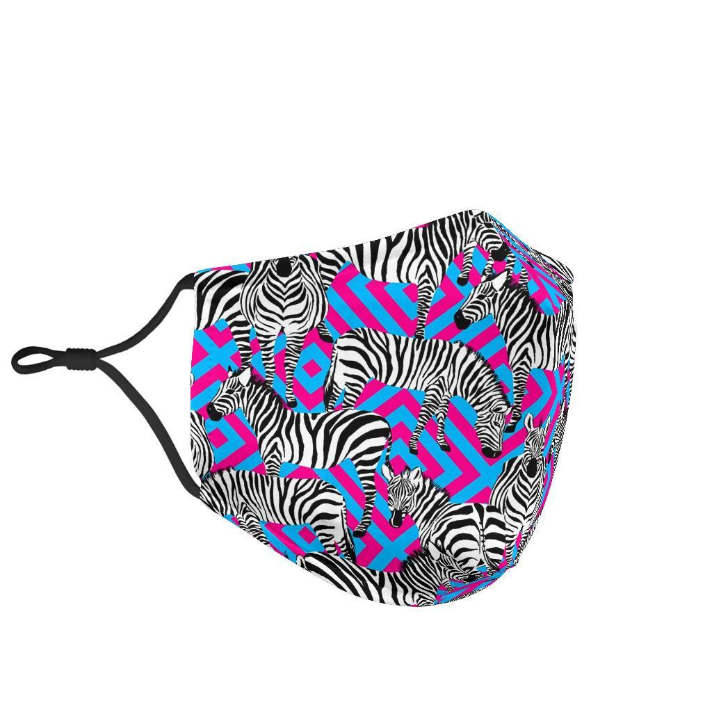 Zebra Neon Pattern Print Face Mask-grizzshop