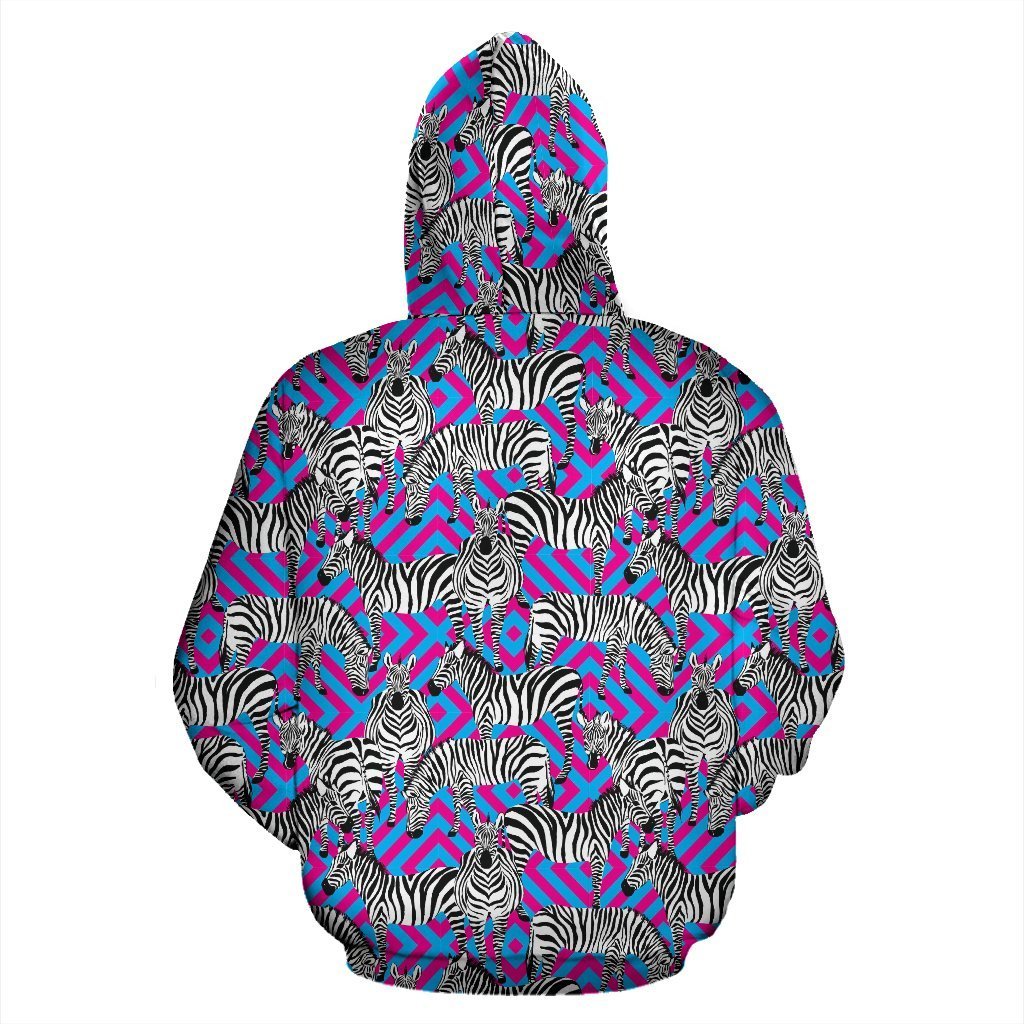 Zebra Neon Pattern Print Women Men Pullover Hoodie-grizzshop