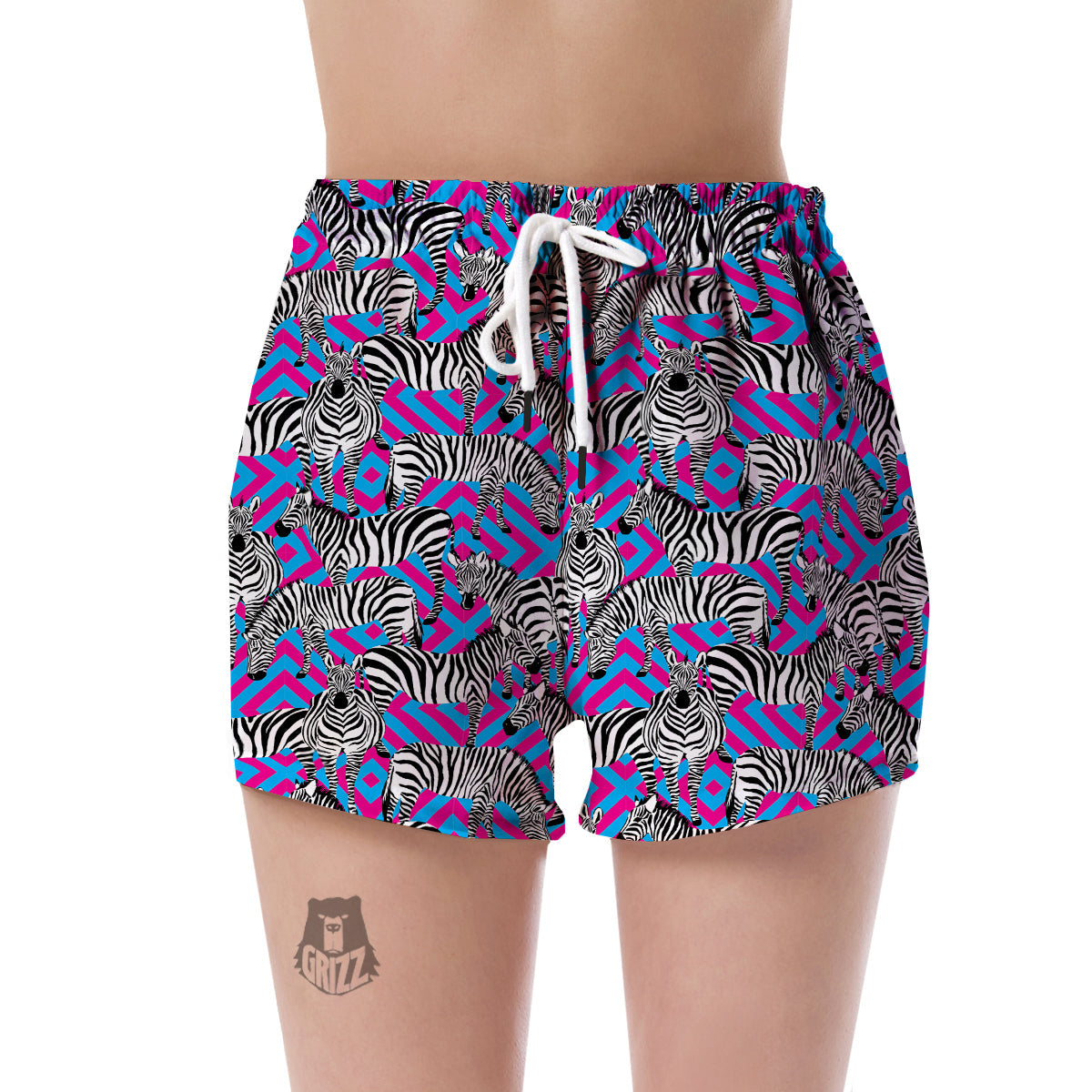 Zebra Neon Pattern Print Women's Shorts-grizzshop