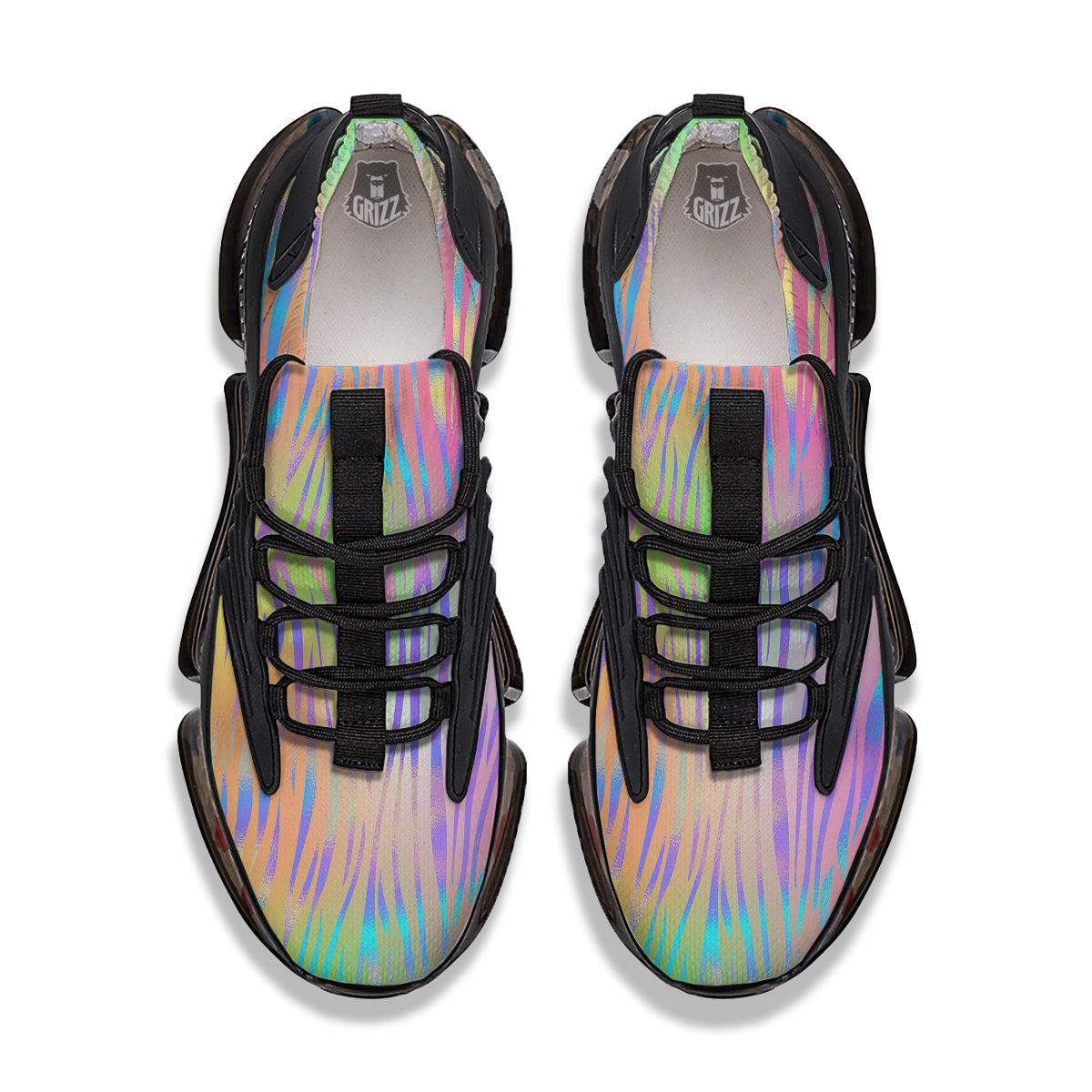 Zebra Pastel Print Pattern Black Gym Shoes-grizzshop