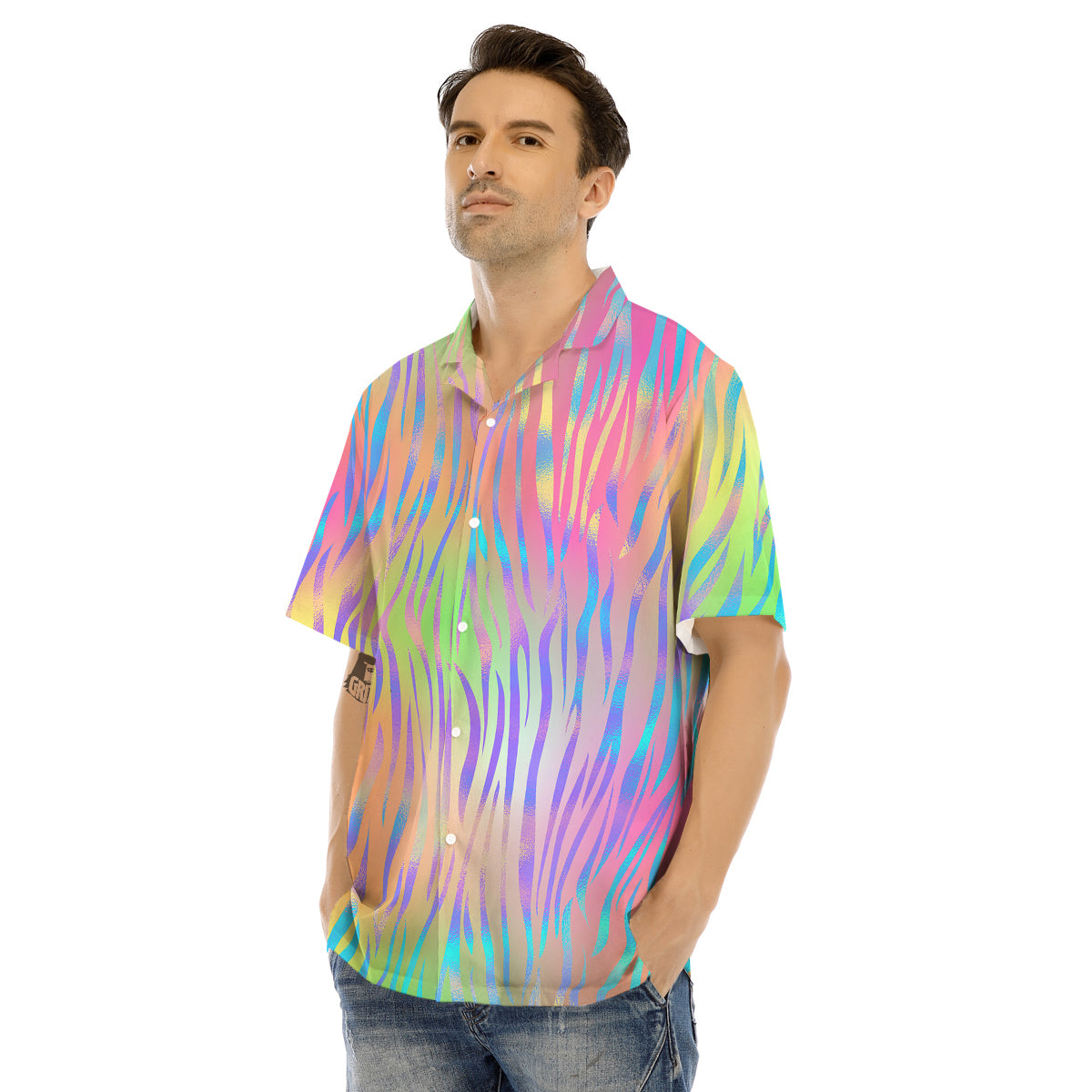 Zebra Pastel Print Pattern Men's Hawaiian Shirt-grizzshop