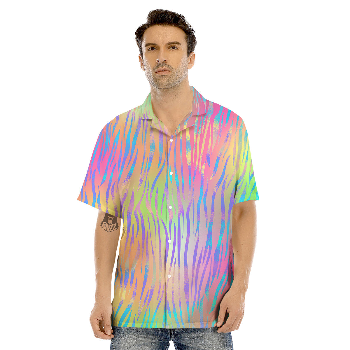 Zebra Pastel Print Pattern Men's Hawaiian Shirt-grizzshop
