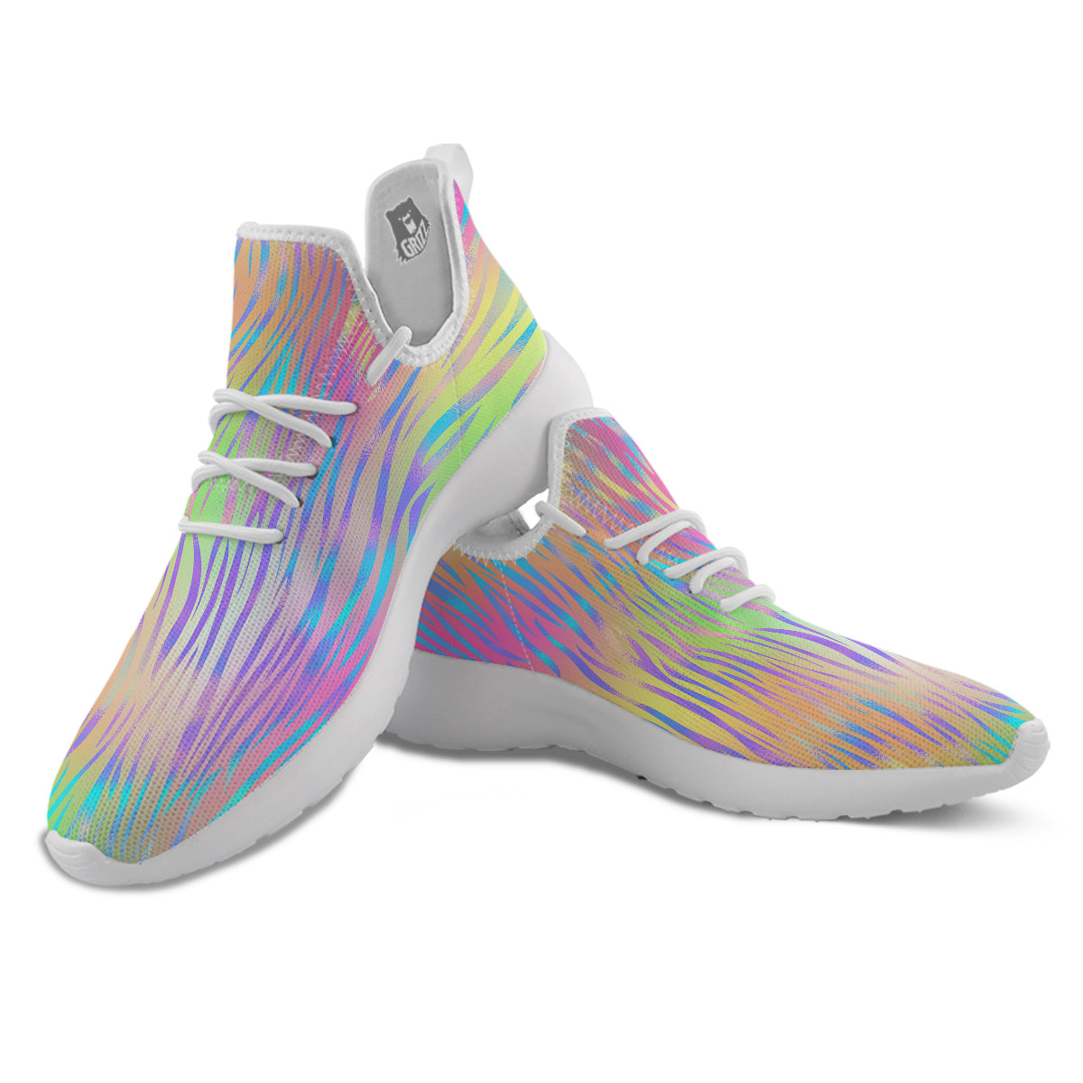 Zebra Pastel Print Pattern White Athletic Shoes-grizzshop