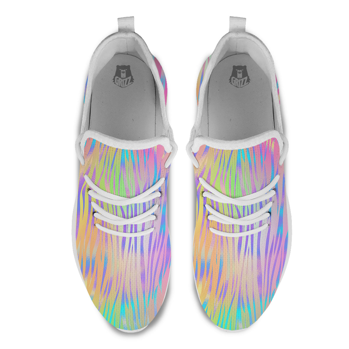 Zebra Pastel Print Pattern White Athletic Shoes-grizzshop