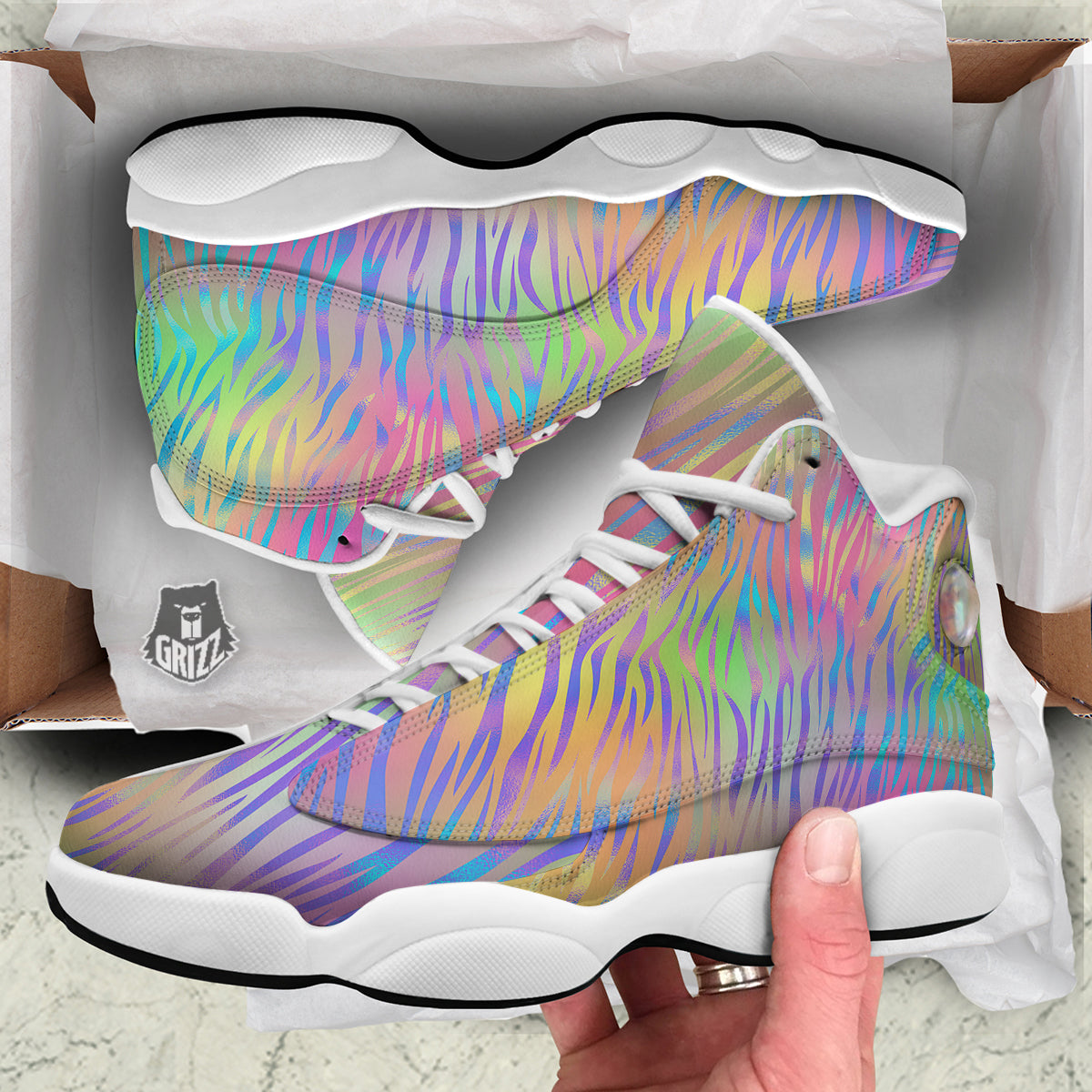 Zebra Pastel Print Pattern White Basketball Shoes-grizzshop
