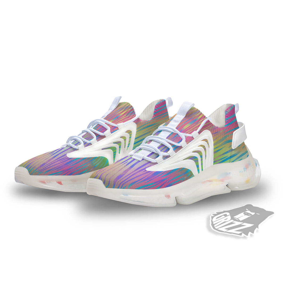 Zebra Pastel Print Pattern White Gym Shoes-grizzshop