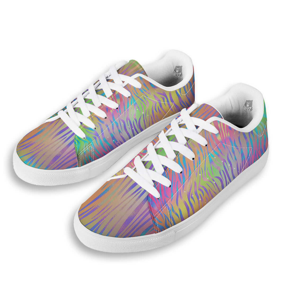 Zebra Pastel Print Pattern White Low Top Sneakers-grizzshop