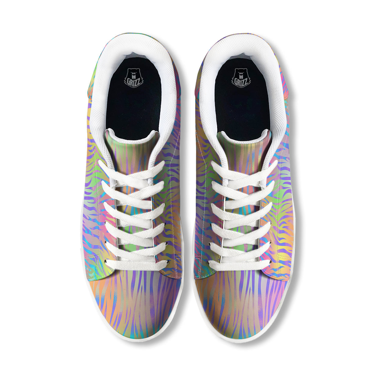 Zebra Pastel Print Pattern White Low Top Sneakers-grizzshop