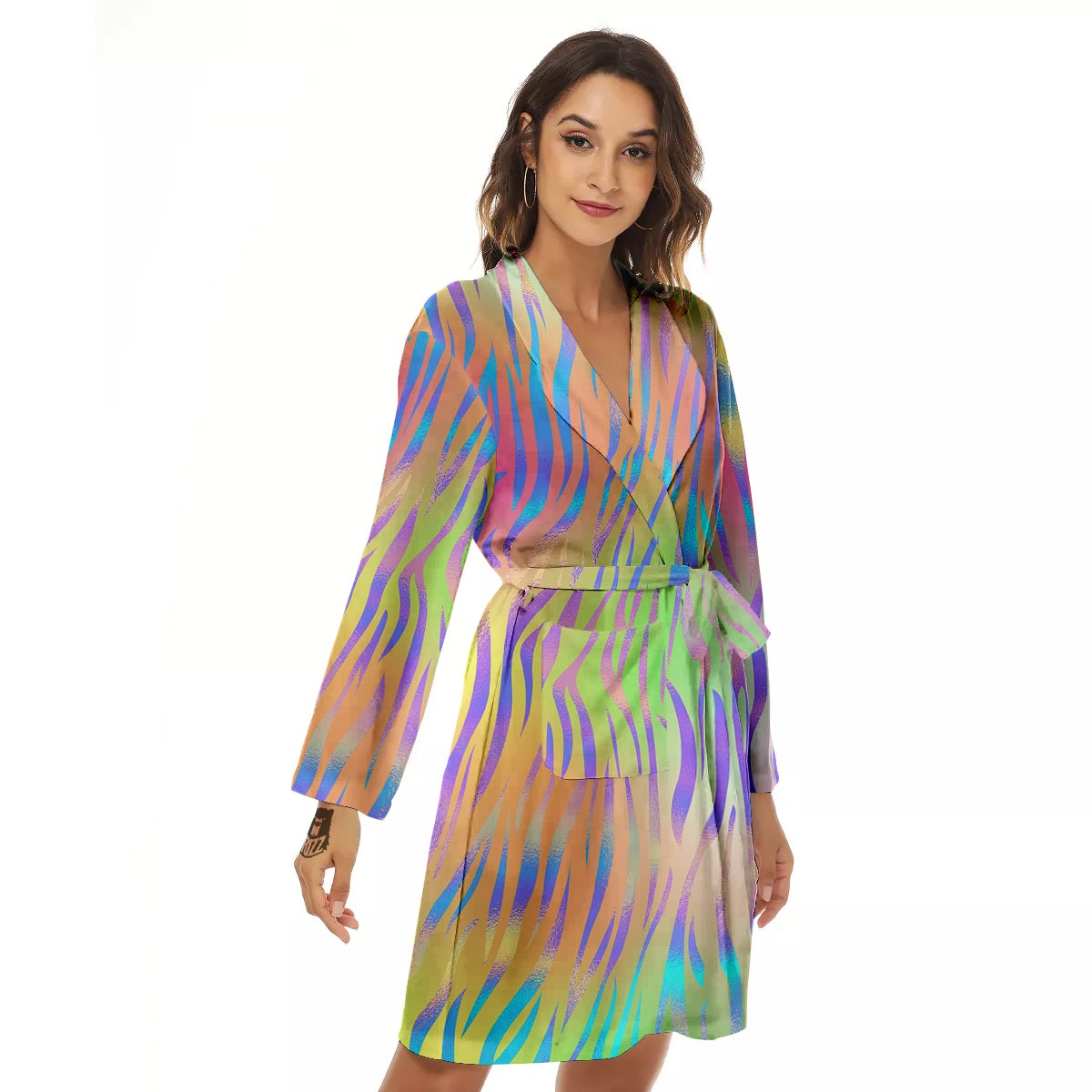 Zebra Pastel Print Pattern Women's Robe-grizzshop