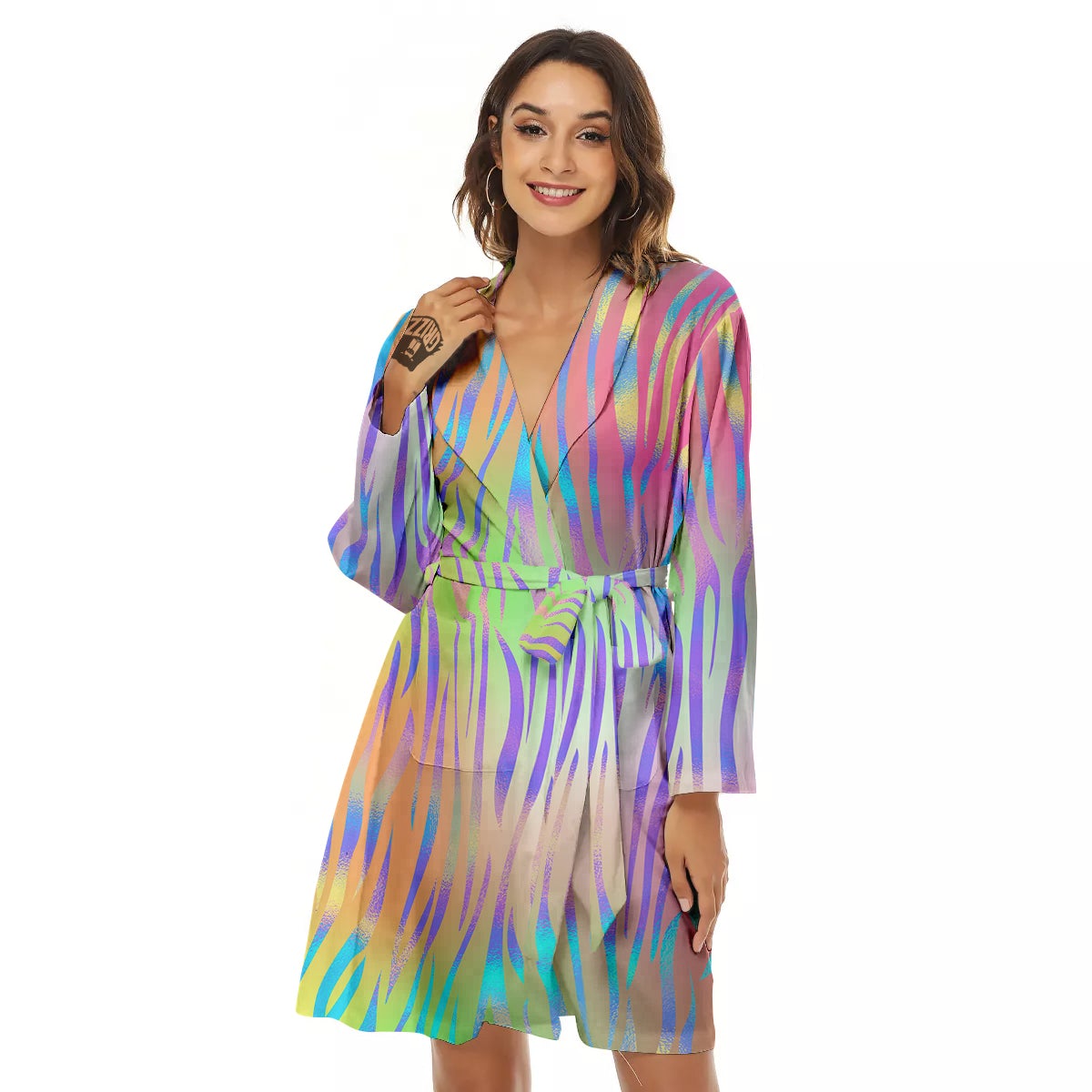 Zebra Pastel Print Pattern Women's Robe-grizzshop