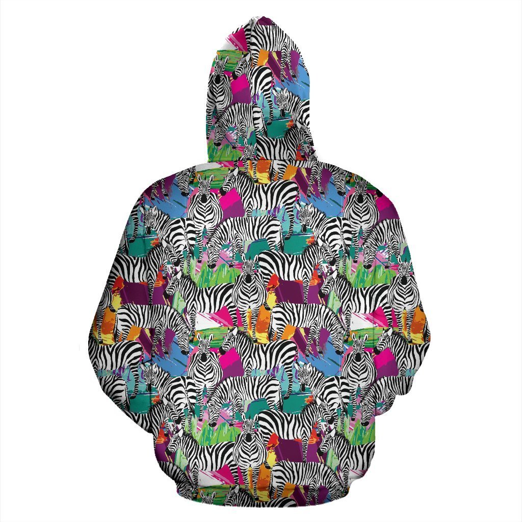 Zebra Pattern Print Women Men Pullover Hoodie-grizzshop