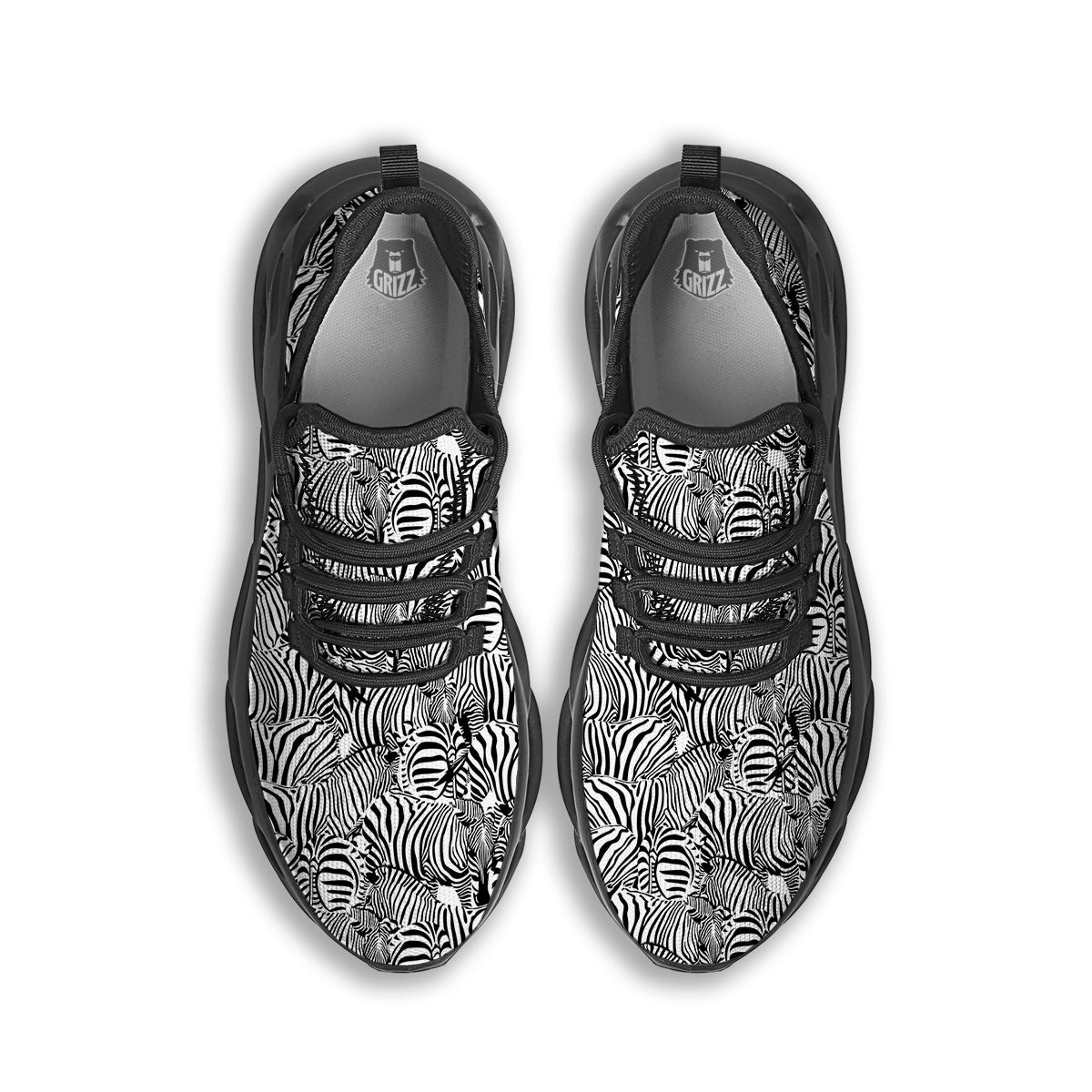 Zebra Striped Black And White Print Pattern Black Running Shoes-grizzshop