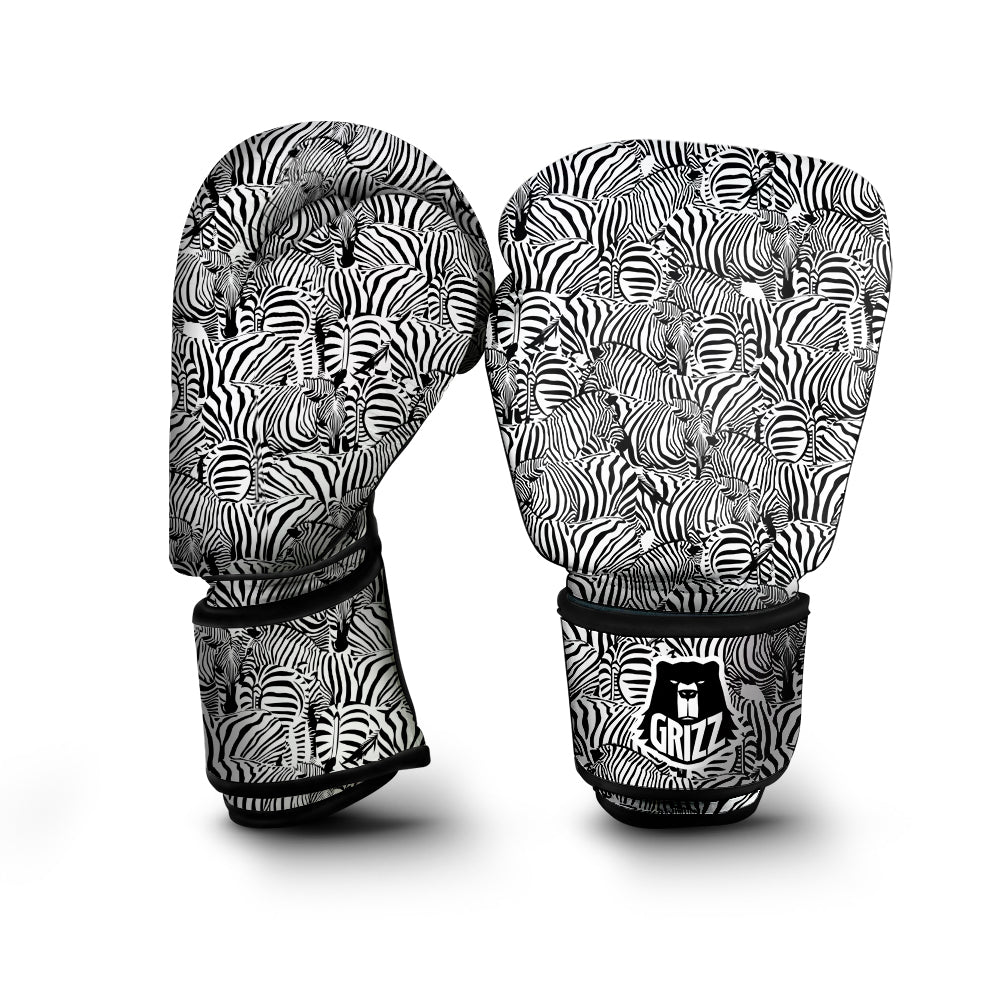 Zebra Striped Black And White Print Pattern Boxing Gloves-grizzshop