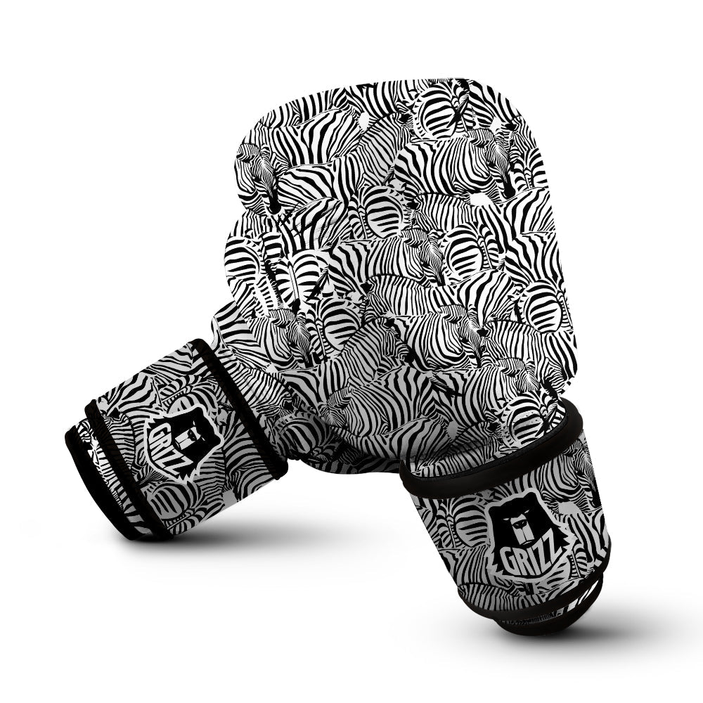 Zebra Striped Black And White Print Pattern Boxing Gloves-grizzshop