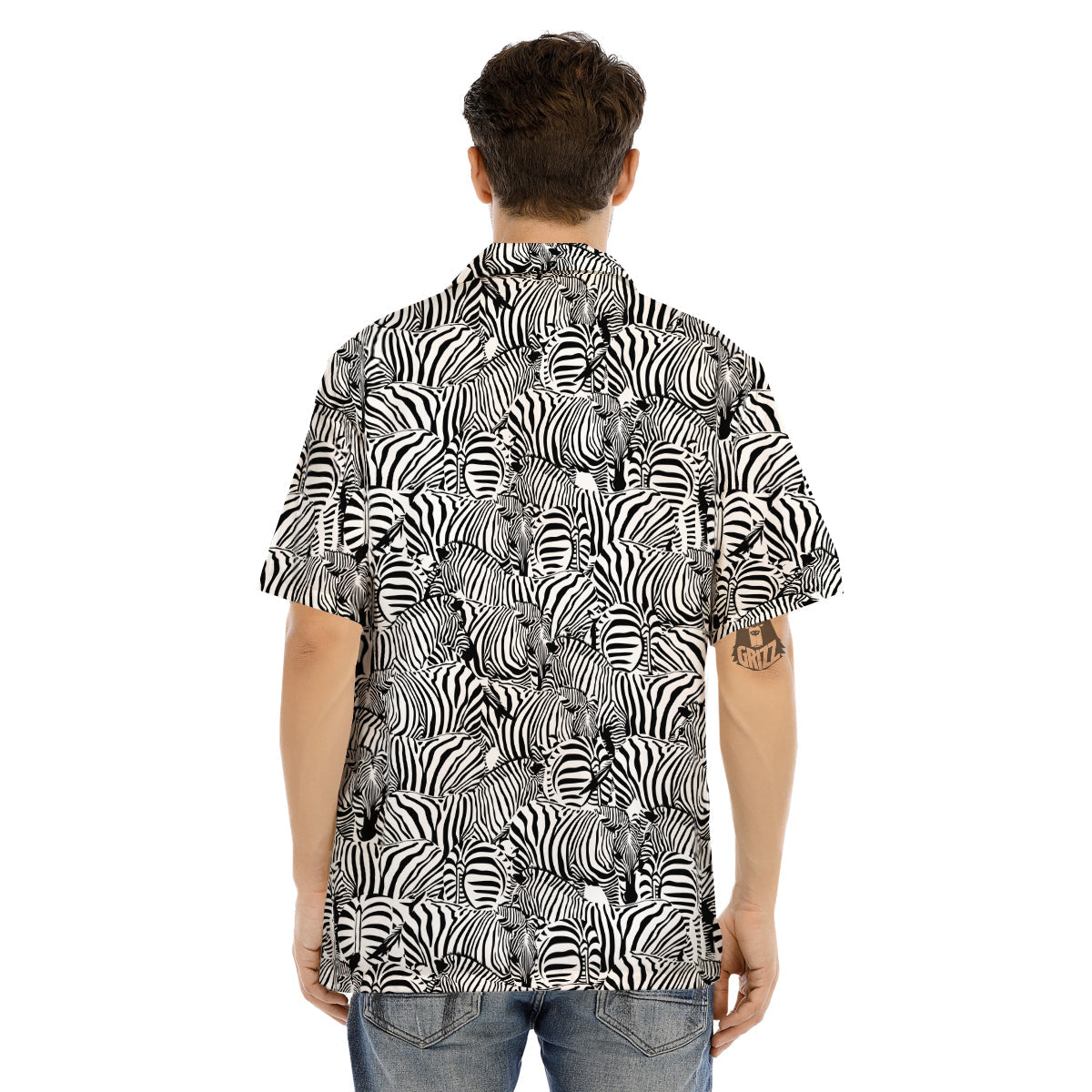 Zebra Striped Black And White Print Pattern Men's Hawaiian Shirt-grizzshop