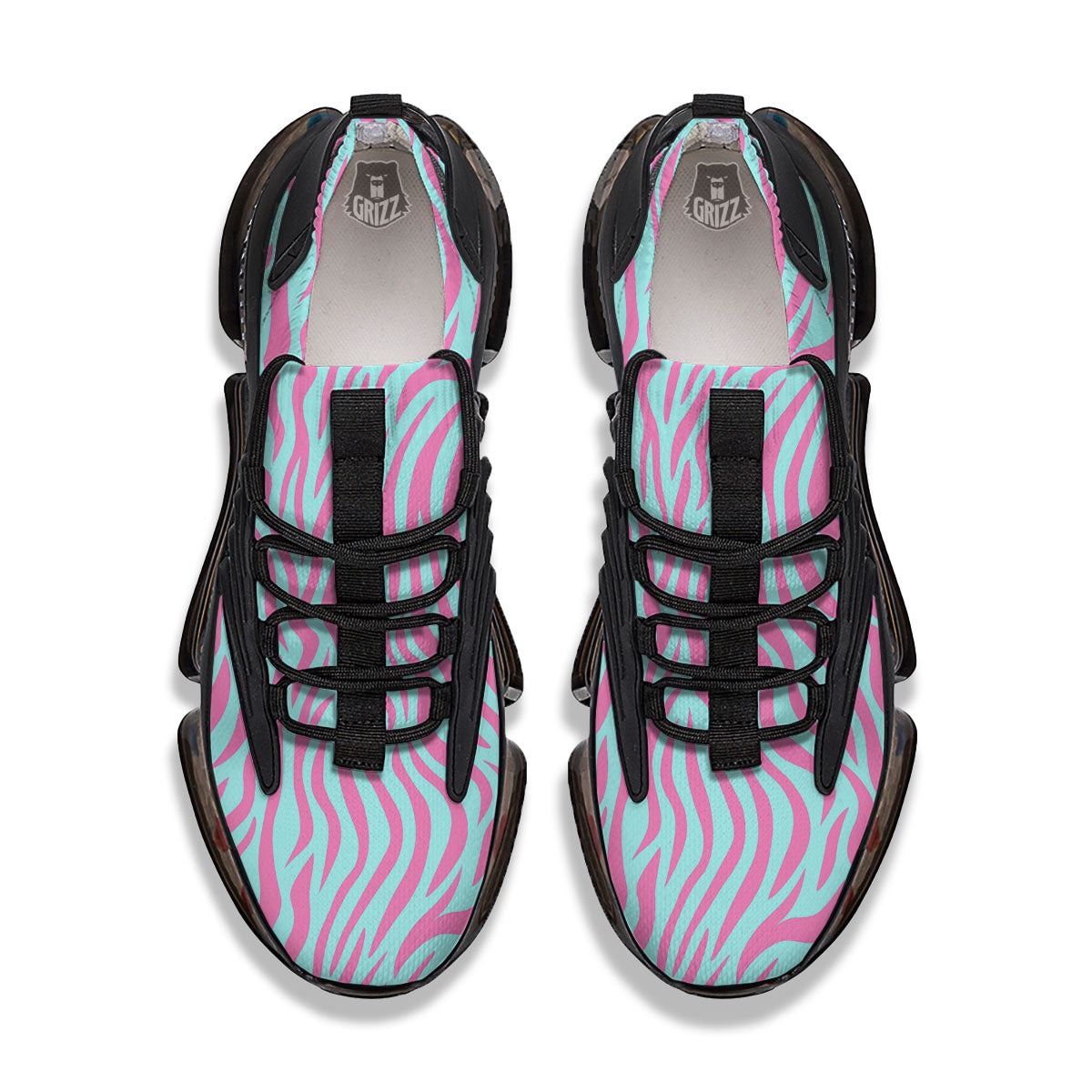 Zebra Stripes Blue And Pink Print Black Gym Shoes-grizzshop