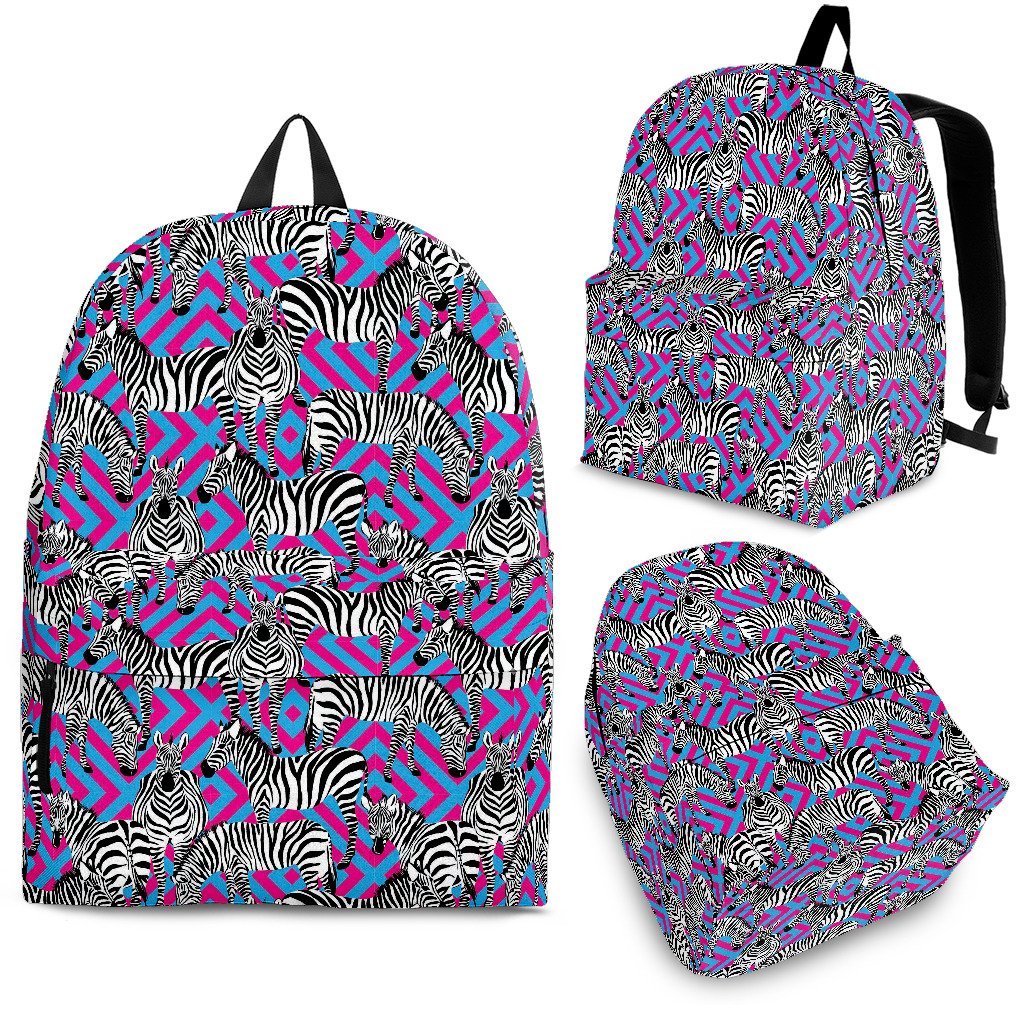 Zebra Neon Pattern Print Premium Backpack-grizzshop