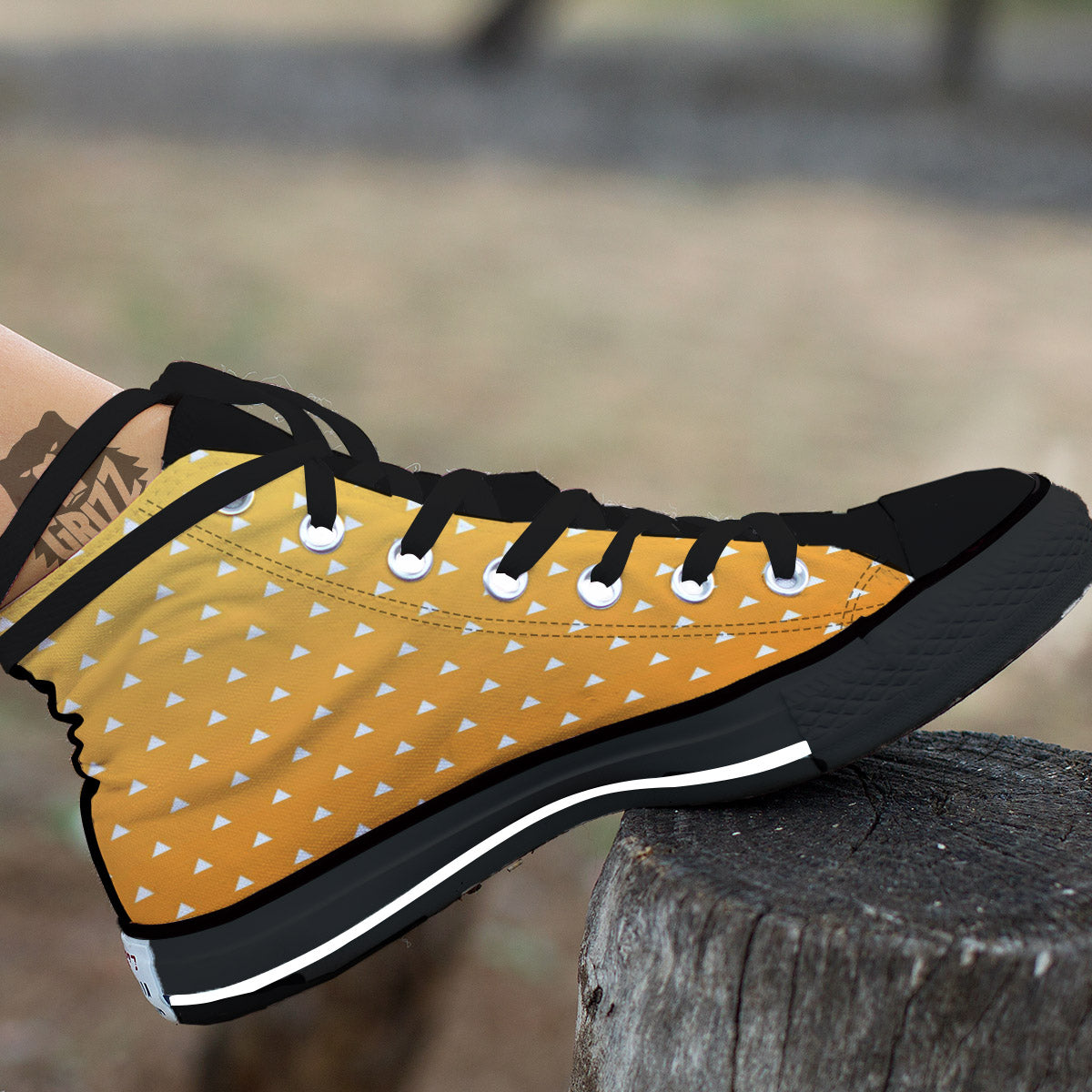 Zenitsu Print Pattern Black High Top Shoes-grizzshop