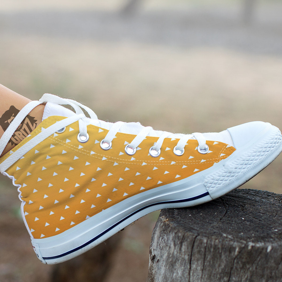 Zenitsu Print Pattern White High Top Shoes-grizzshop