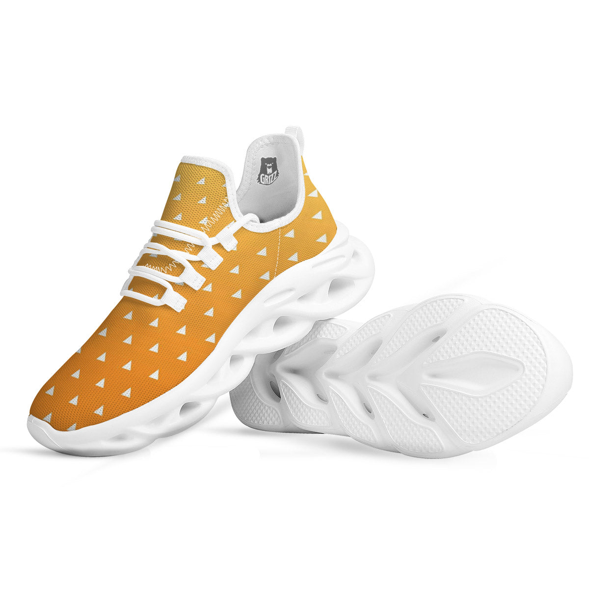 Zenitsu Print Pattern White Running Shoes-grizzshop