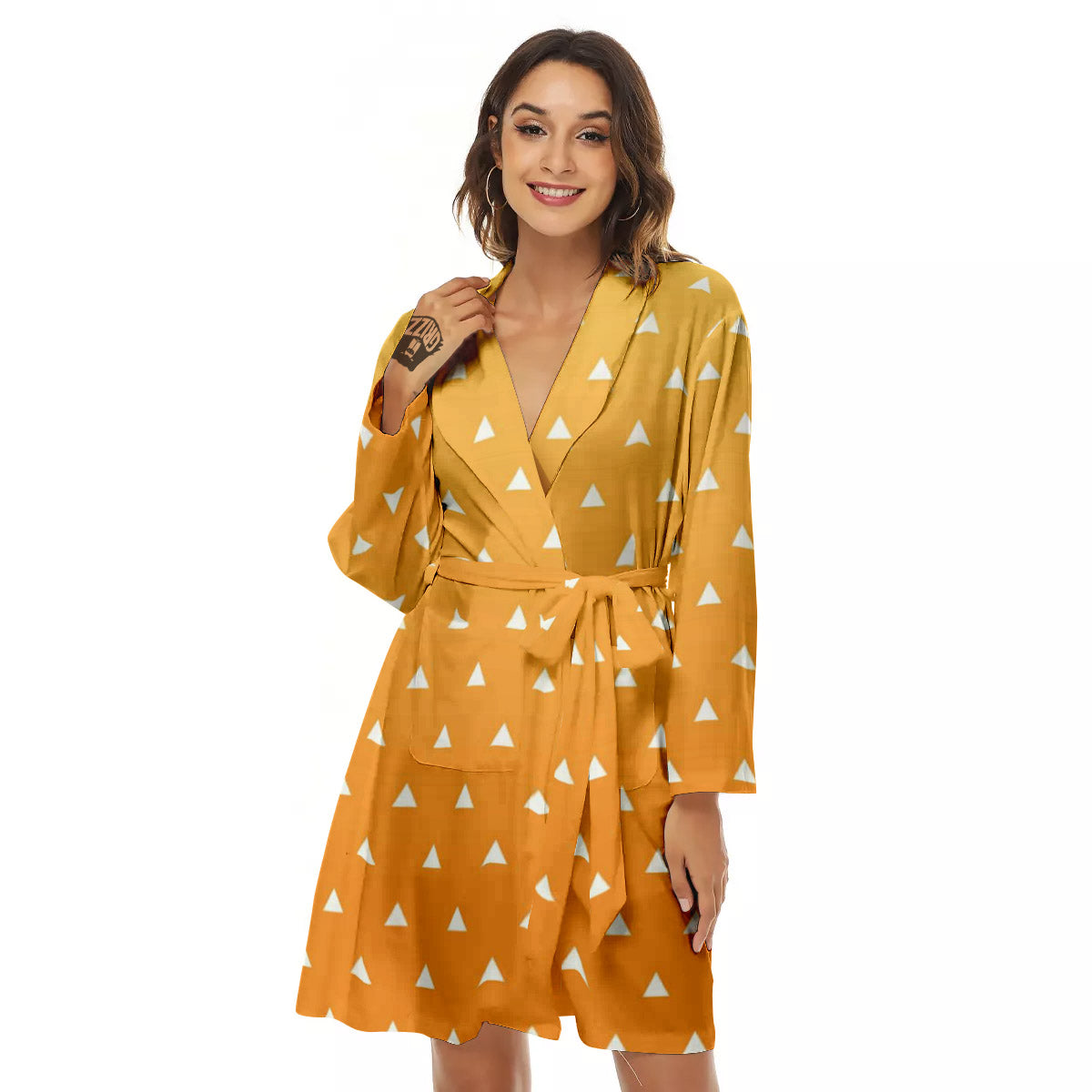 Zenitsu Print Pattern Women's Robe-grizzshop