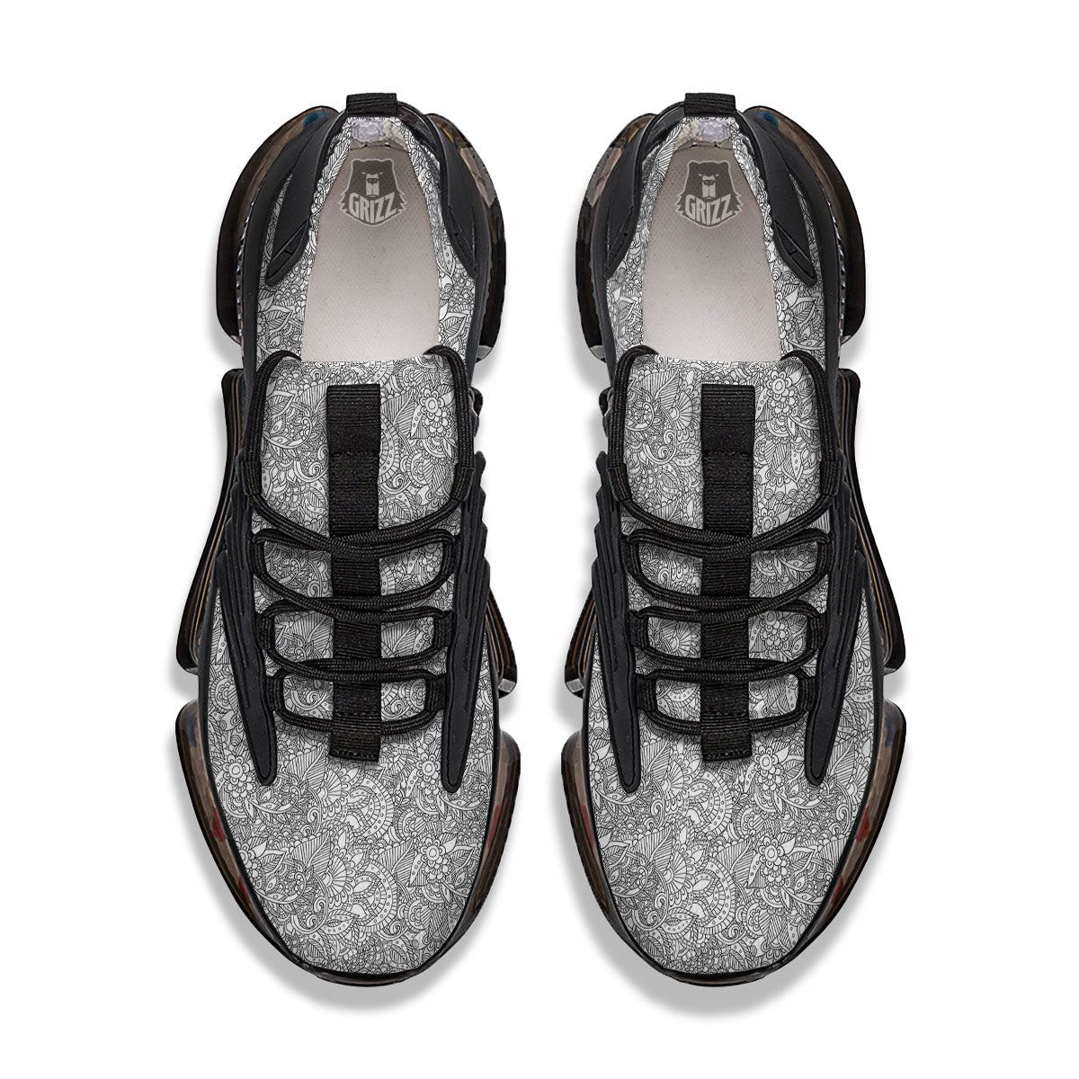 Zentangle Ethnic Print Pattern Black Gym Shoes-grizzshop