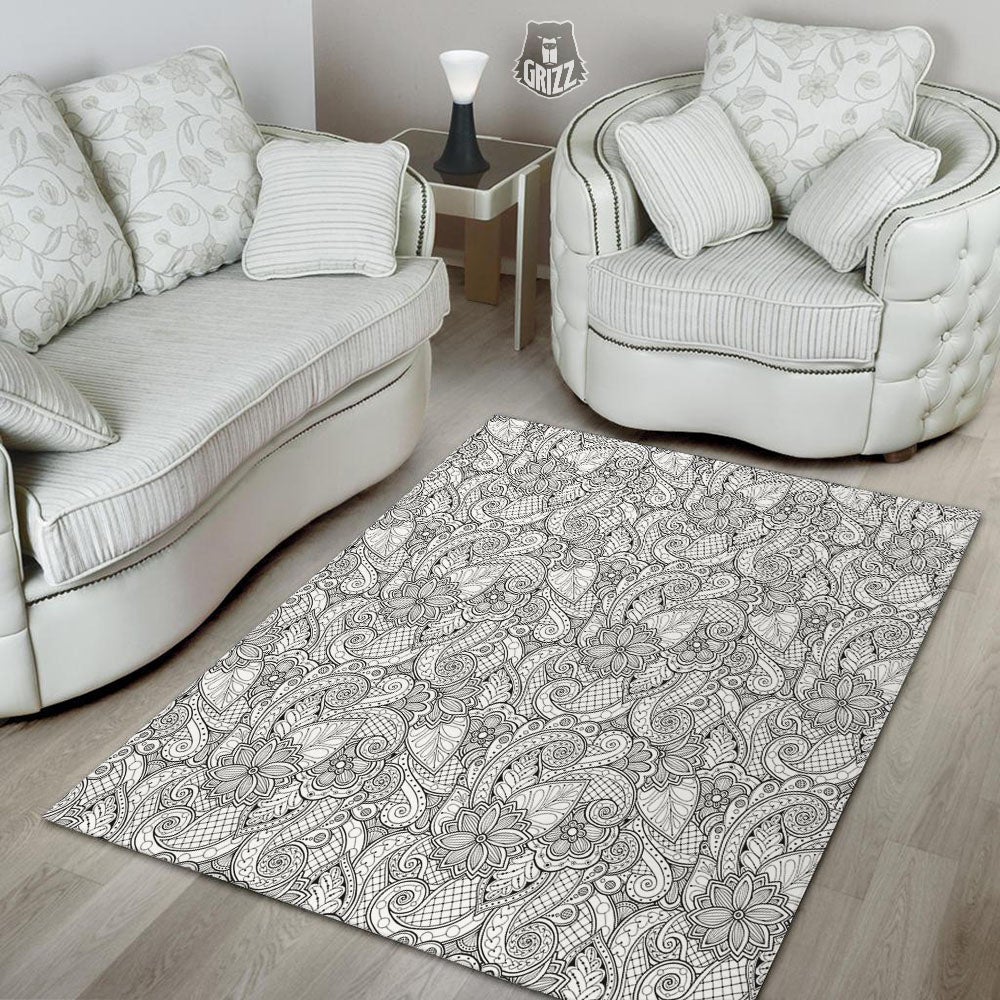 Zentangle Monochrome Print Pattern Floor Mat-grizzshop