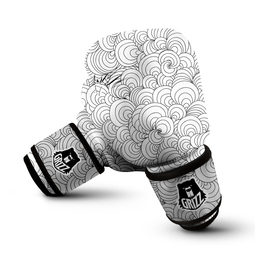 Zentangle White And Black Print Pattern Boxing Gloves-grizzshop