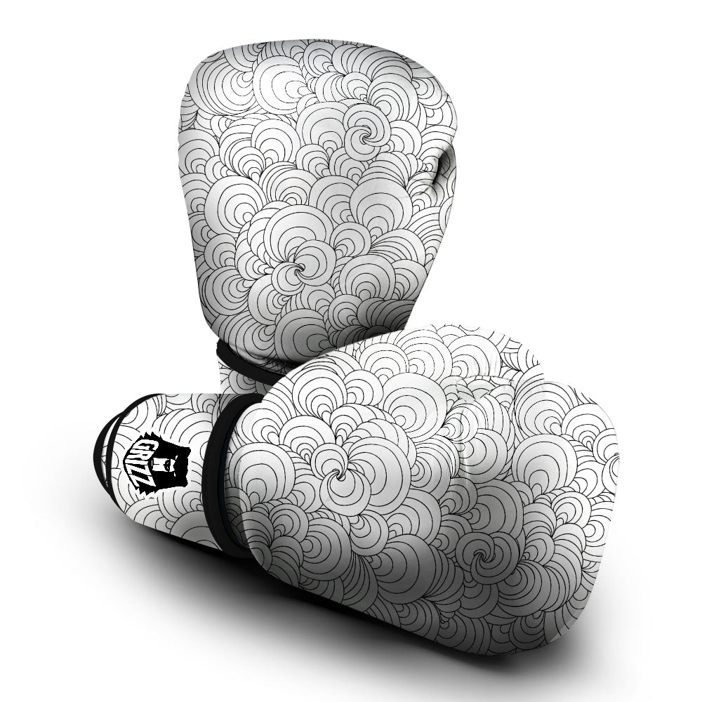 Zentangle White And Black Print Pattern Boxing Gloves-grizzshop