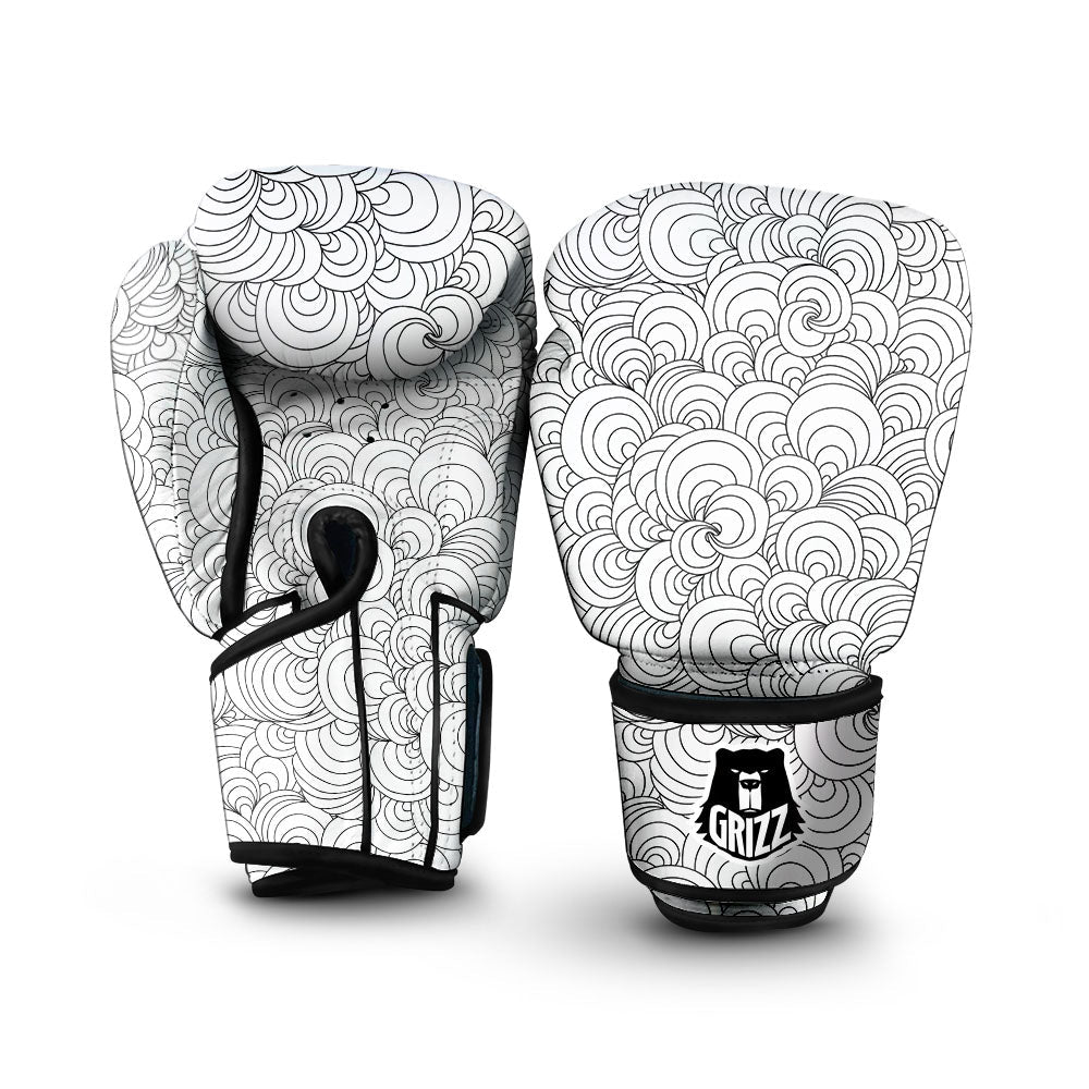 Zentangle White And Black Print Pattern Boxing Gloves-grizzshop