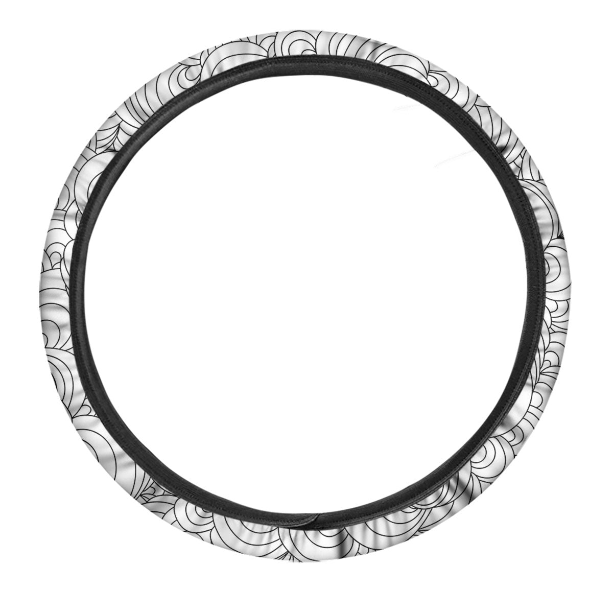Zentangle White And Black Print Pattern Car Steering Wheel Cover-grizzshop