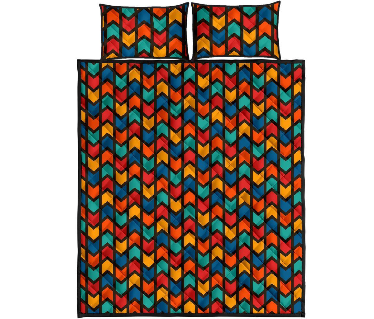 Zig Zag Colorful Pattern Print Bed Set Quilt-grizzshop