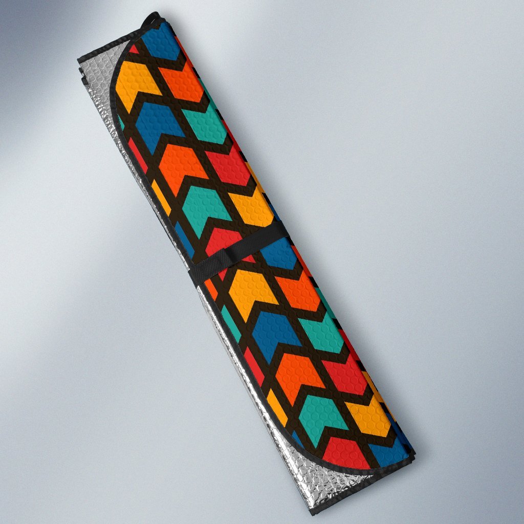 Zig Zag Colorful Pattern Print Car Sun Shade-grizzshop
