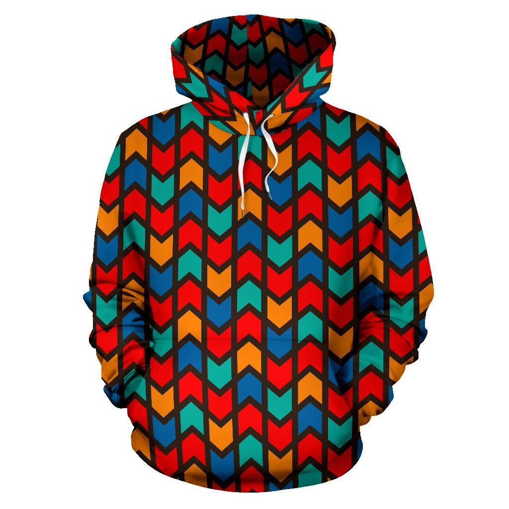 Zig Zag Colorful Pattern Print Men Women Pullover Hoodie-grizzshop