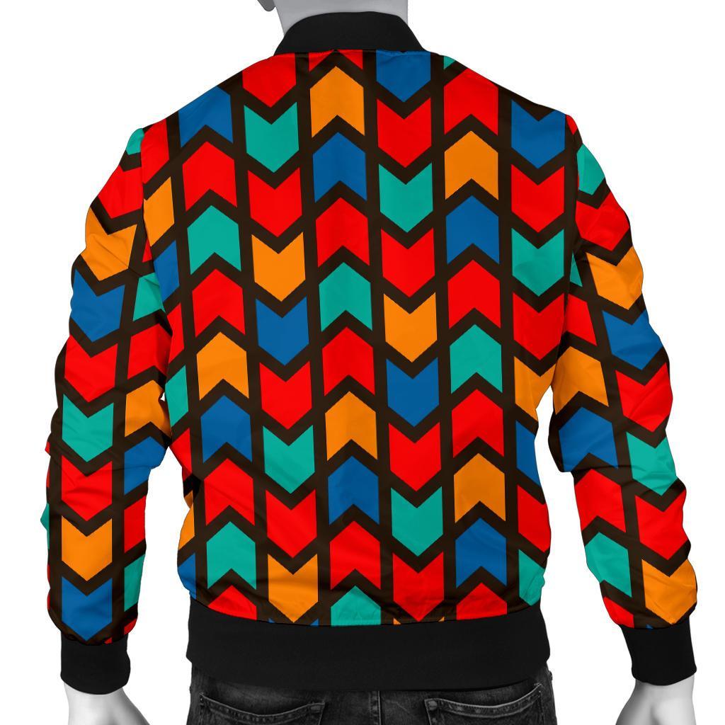 Zig Zag Colorful Pattern Print Men's Bomber Jacket-grizzshop