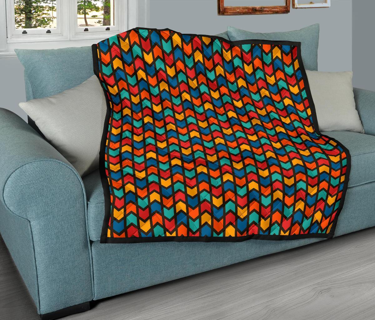 Zig Zag Colorful Pattern Print Quilt-grizzshop