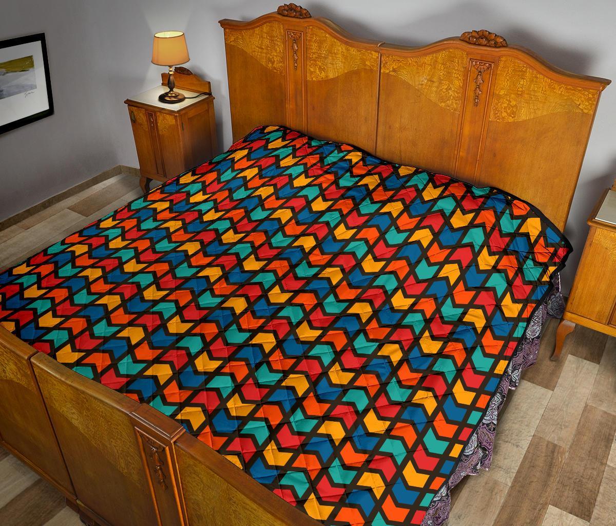 Zig Zag Colorful Pattern Print Quilt-grizzshop