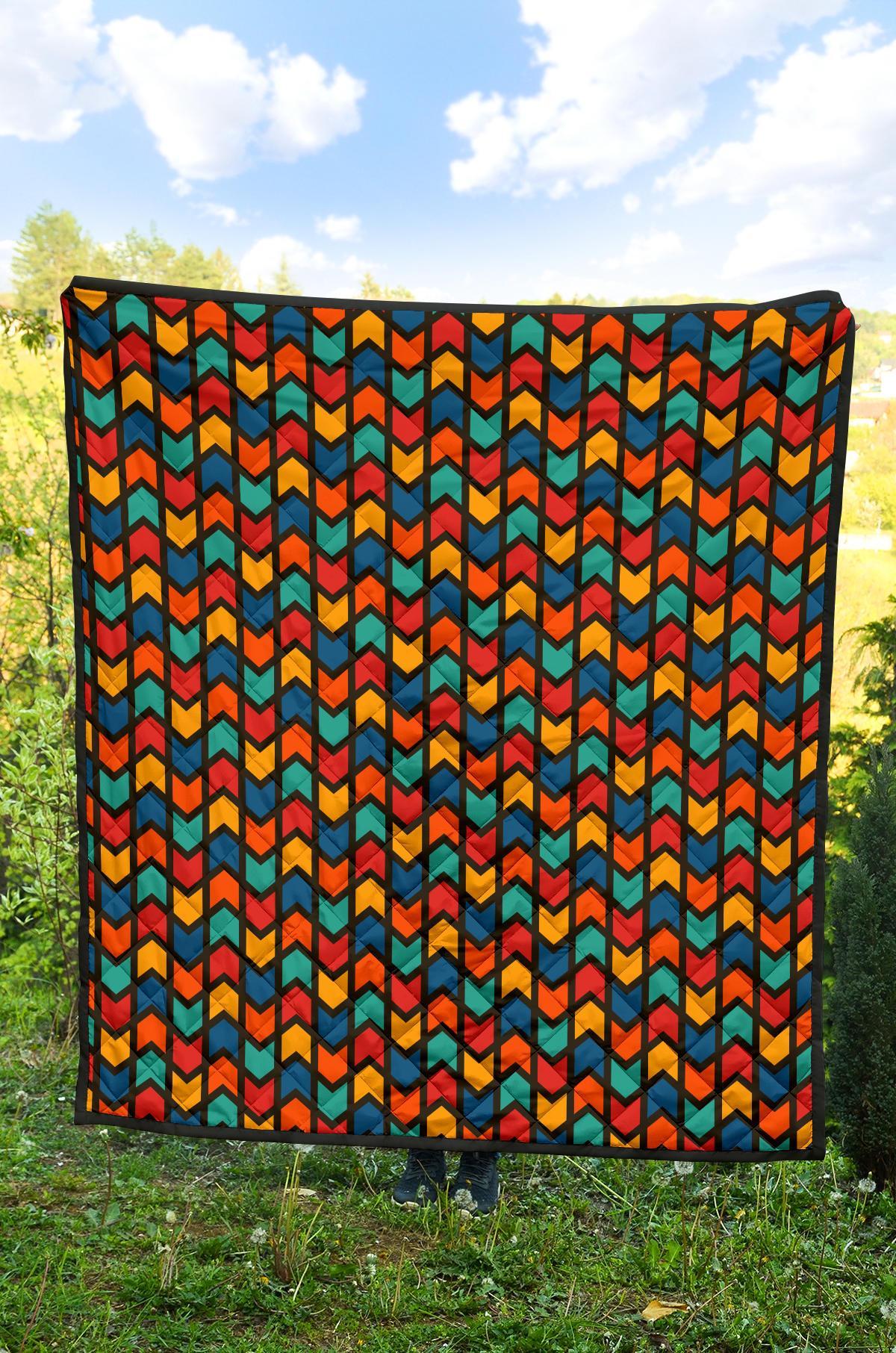 Zig Zag Colorful Pattern Print Quilt-grizzshop