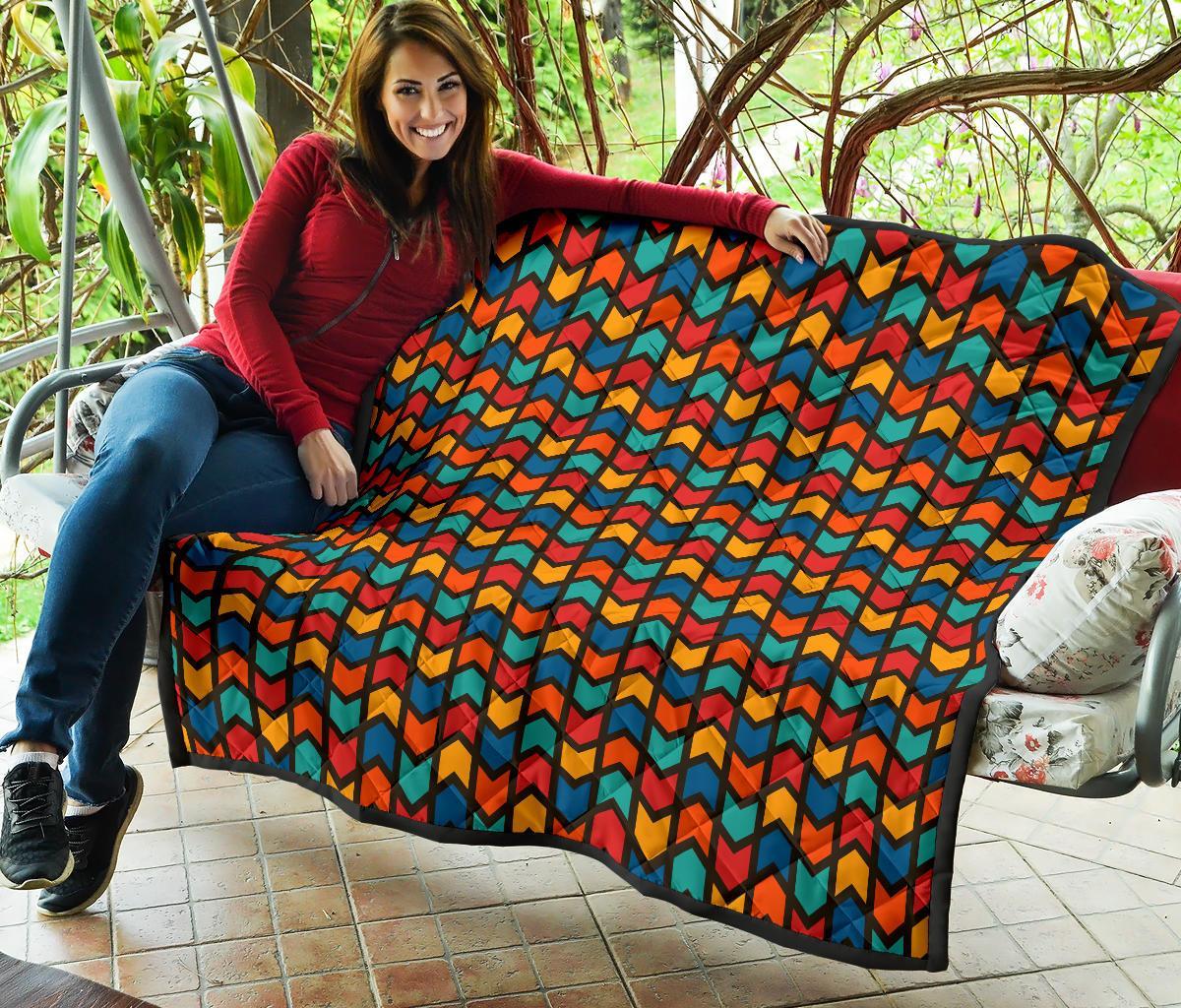 Zig Zag Colorful Pattern Print Quilt-grizzshop