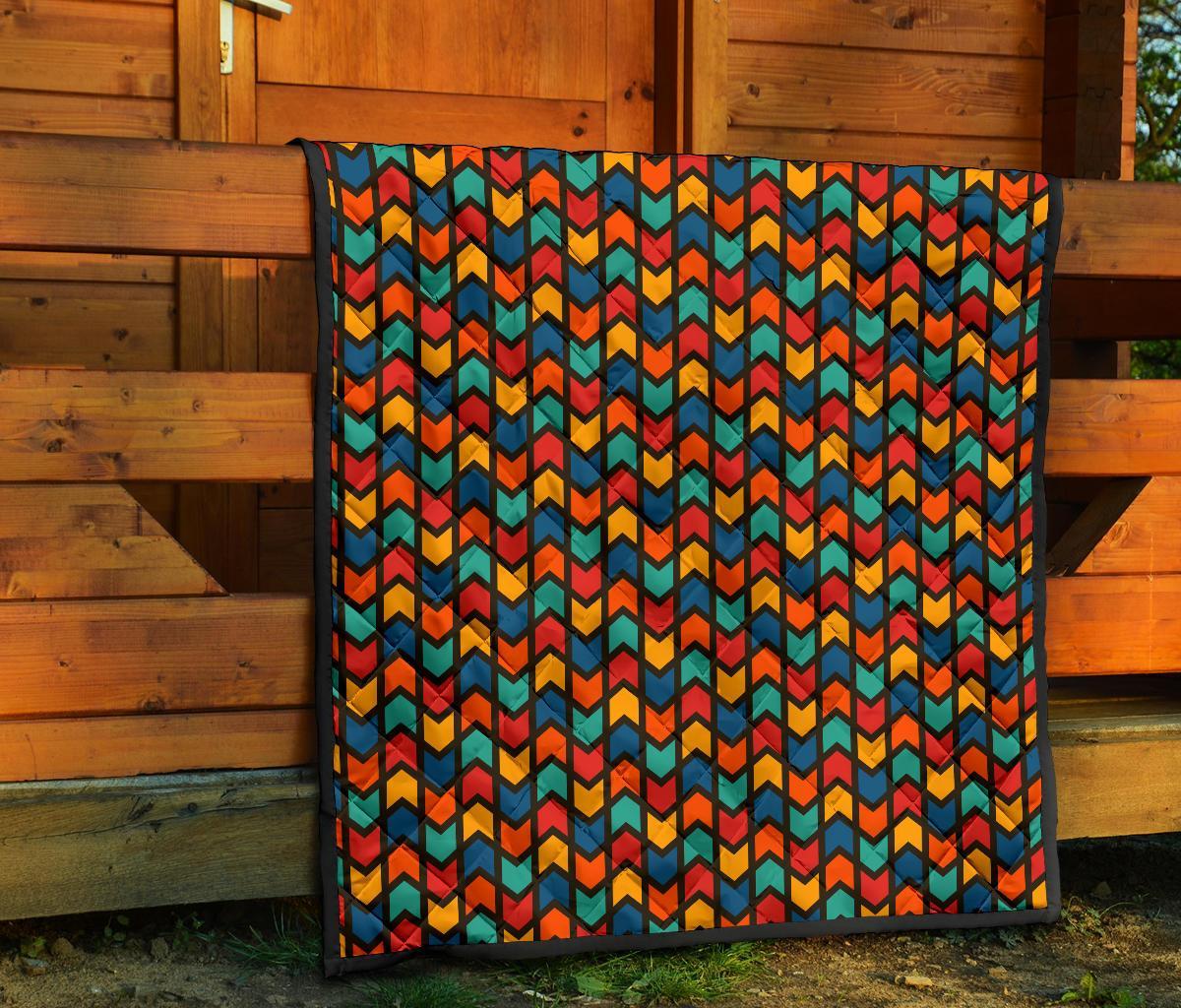 Zig Zag Colorful Pattern Print Quilt-grizzshop