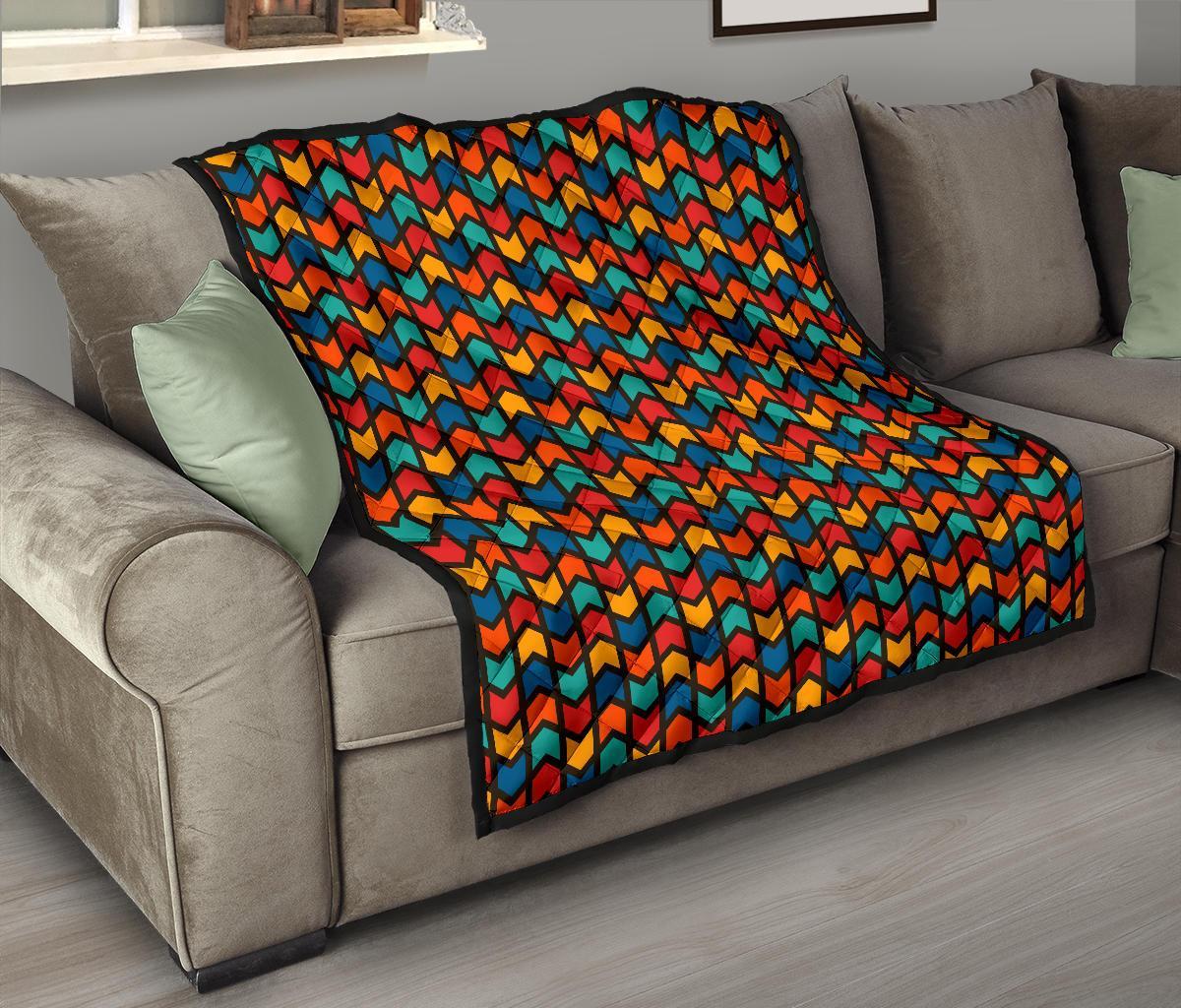 Zig Zag Colorful Pattern Print Quilt-grizzshop
