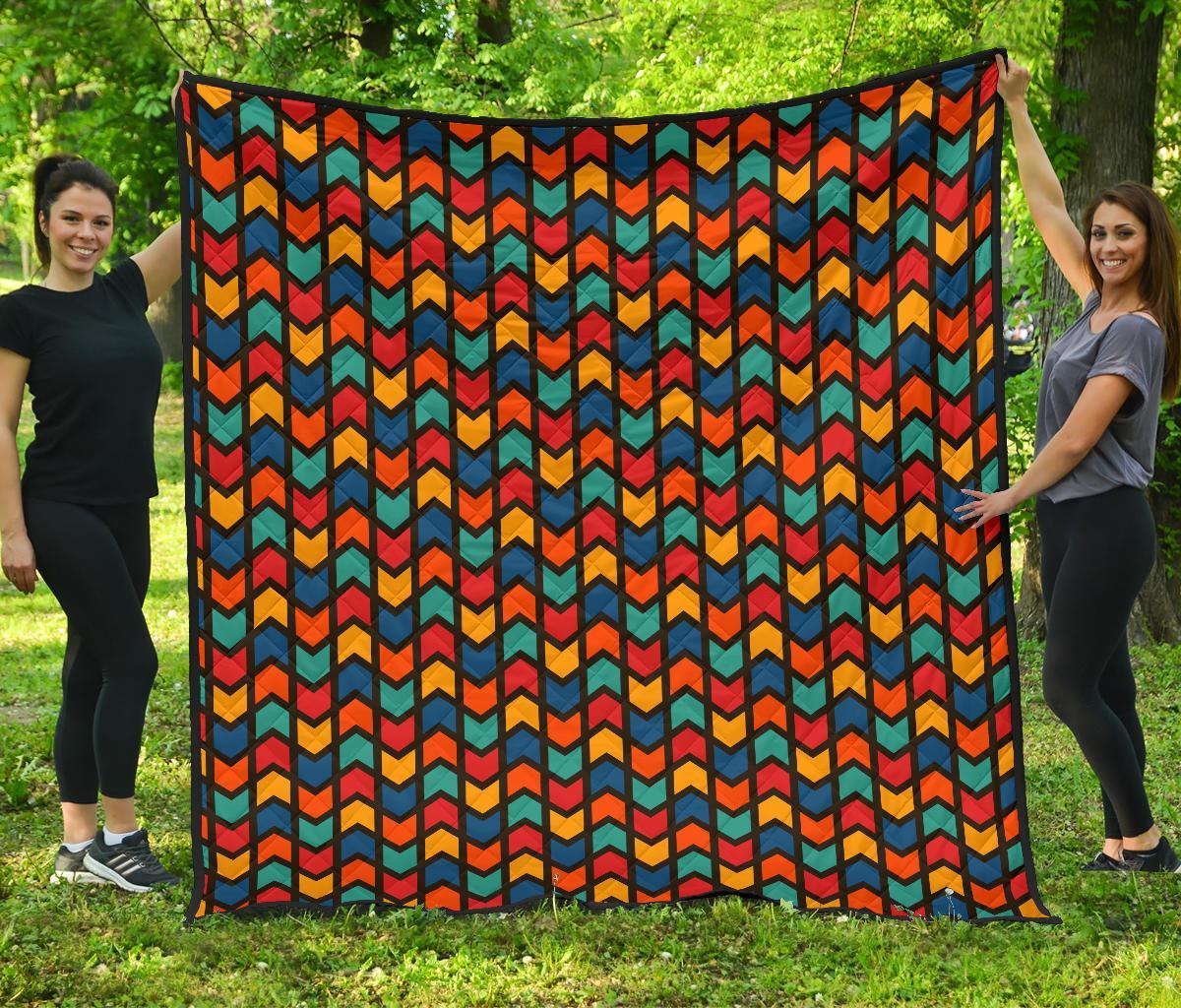 Zig Zag Colorful Pattern Print Quilt-grizzshop