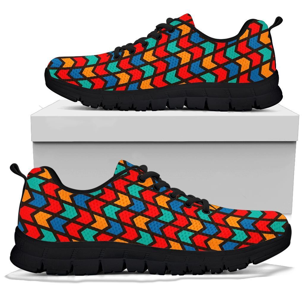 Zig Zag Colorful Pattern Print Sneaker Shoes For Men Women-grizzshop